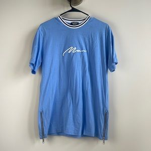 Carolina blue boohooMAN shirt great for dinner date